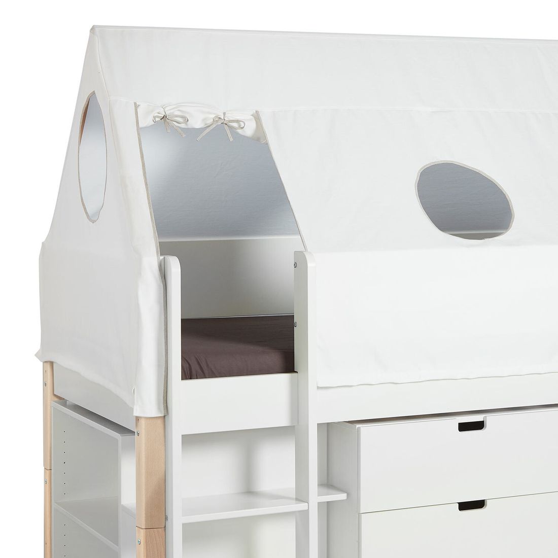 Mini-Hochbett Kids Town Tipi Buche teilmassiv mit Lattenrost und Stauraum
