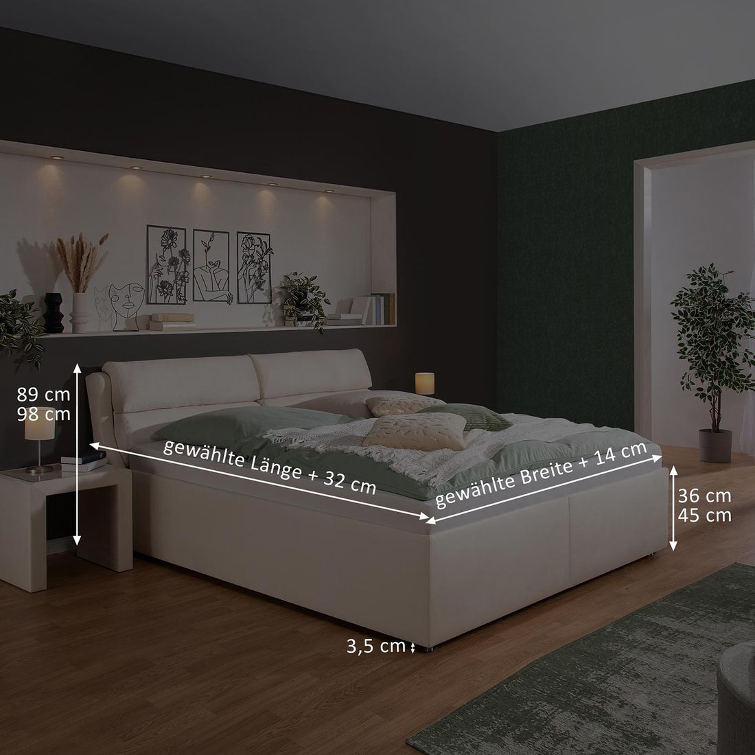 Polsterbett Cremona Microvelours mit Bettkasten