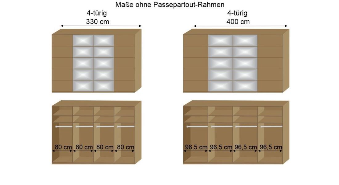 Schwebetüren-Kleiderschrank Praia Eiche teilmassiv mit Glasfront