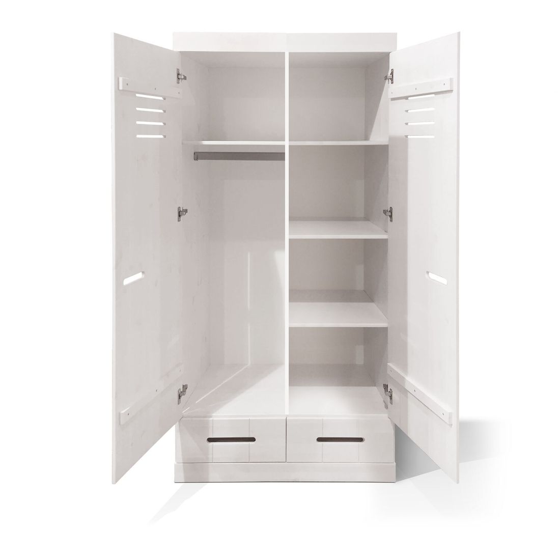 Drehtüren-Kleiderschrank Derby Kiefer Massivholz mit Schubladen mit Innenausstattung H 190cm