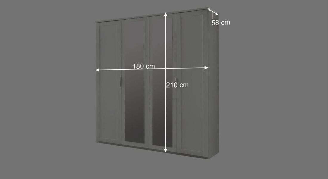 Drehtüren-Kleiderschrank Aradeo mit Spiegel H 210cm