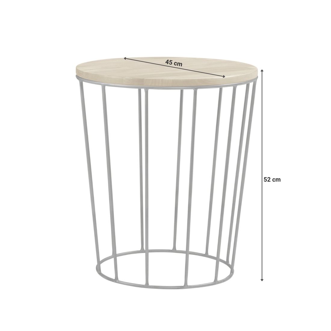 Bett-Beistelltisch Nantra Eiche Massivholz H 52cm