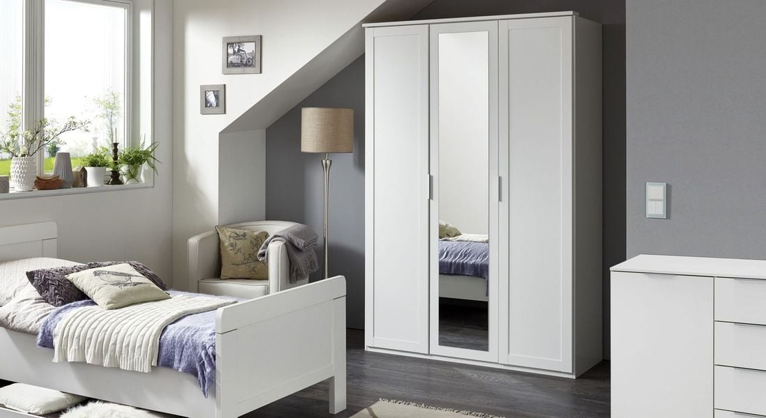 Drehtüren-Kleiderschrank Aradeo mit Spiegel