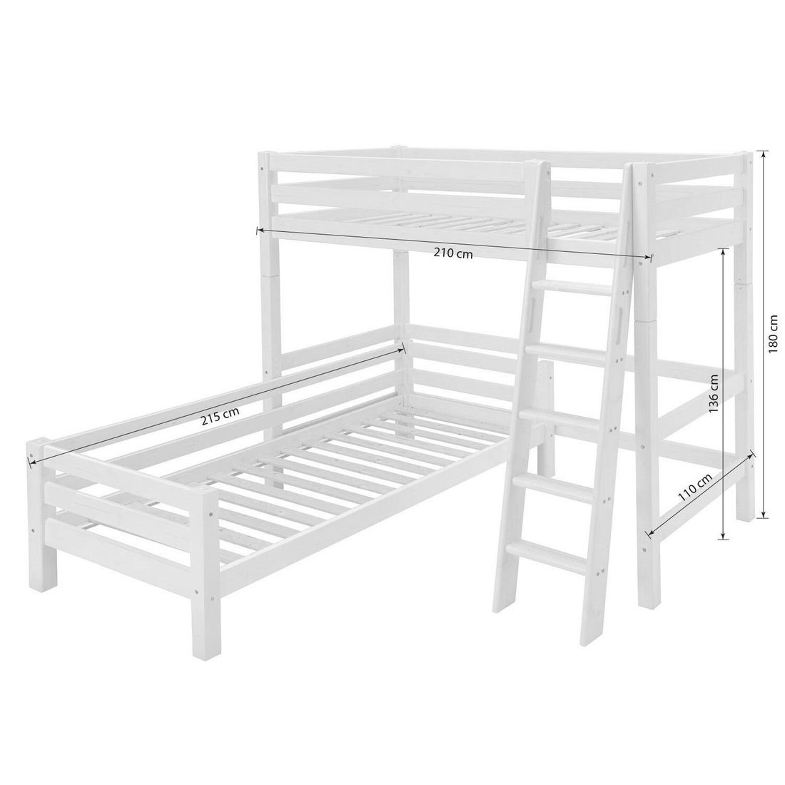 Eck-Etagenbett Kids Paradise Kiefer Massivholz mit Lattenrost