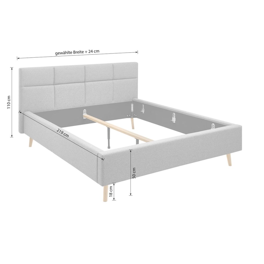 set one Polsterbett Cary Komfort Cord