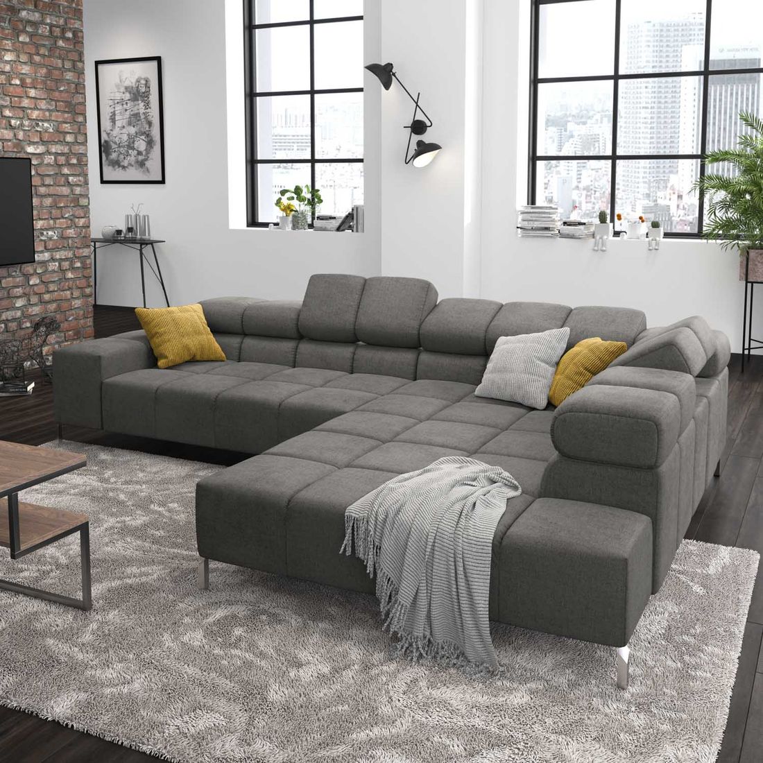 HOMELIV. Ecksofa Cambridge 321x216x85cm Webstoff