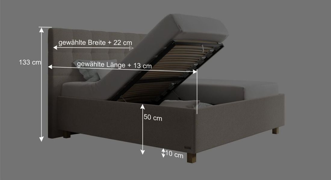 SCHLARAFFIA Polsterbett Medea Komfort Microvelours/Webstoff mit Bettkasten und Lattenrost