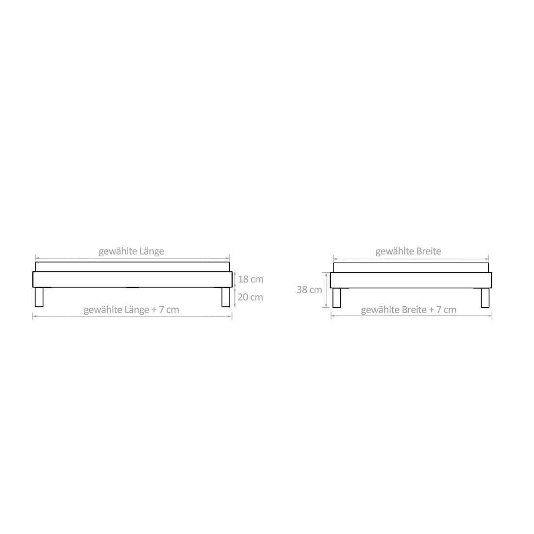 Boxspringbett Port-Louis Buche Massivholz ohne Kopfteil