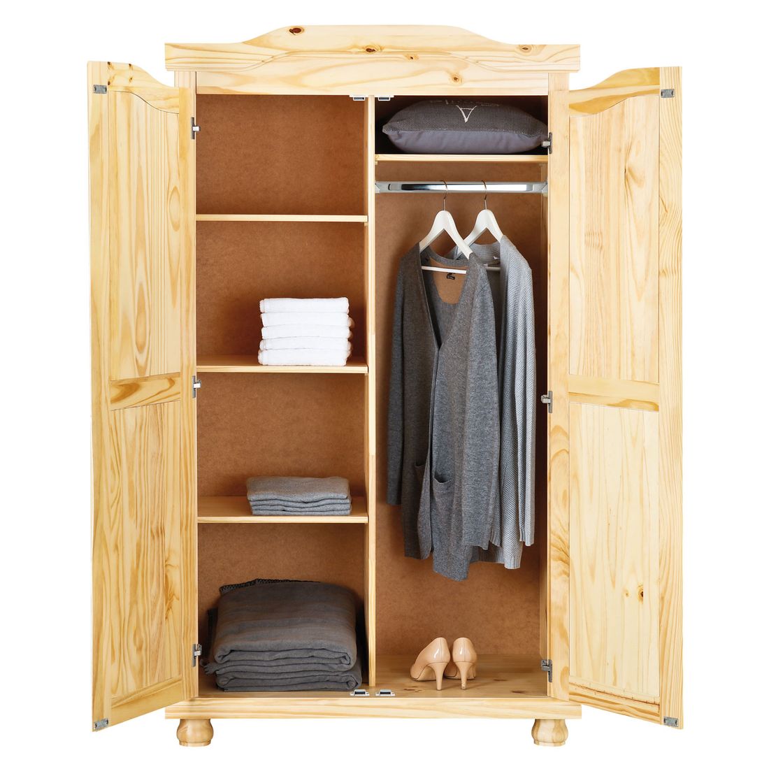 Drehtüren-Kleiderschrank Villach Kiefer Massivholz