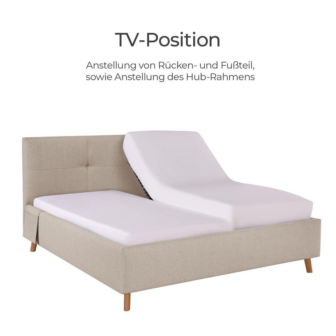 Einzelbett Henriette Komfort Webstoff mit Pflegebett-Funktion und Lattenrost