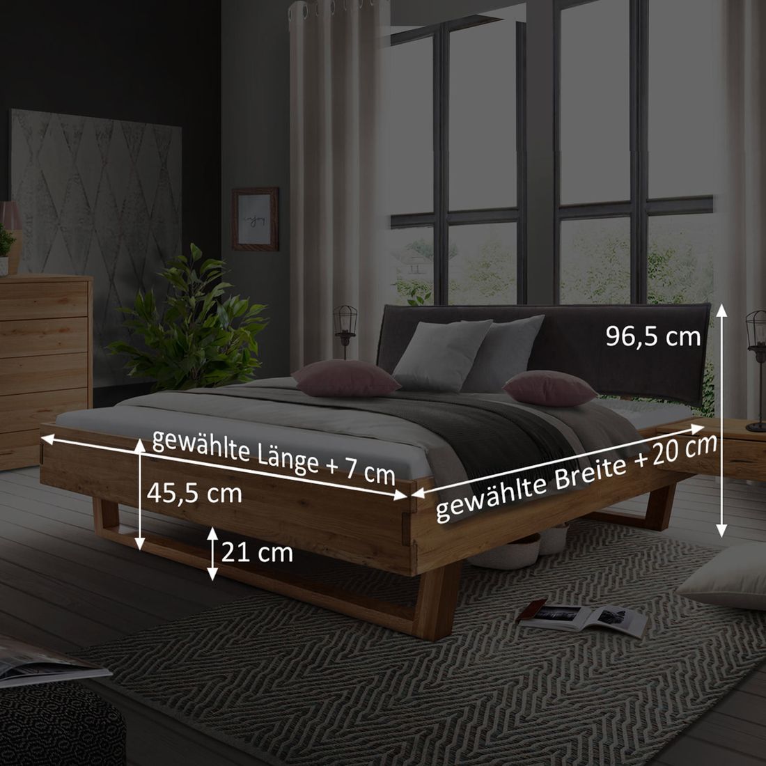 Bett Lobivia Komfort Wildeiche Massivholz