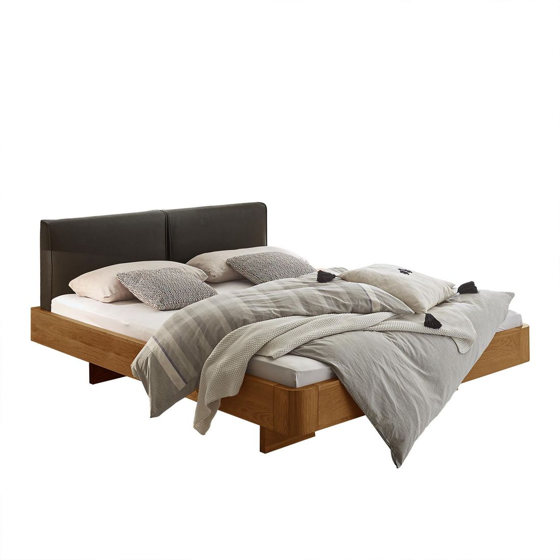 Bett Vallenar Eiche Massivholz Cognac