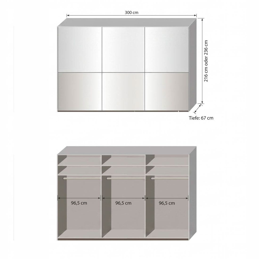 Schwebetüren-Kleiderschrank Shanvalley mit Glasfront