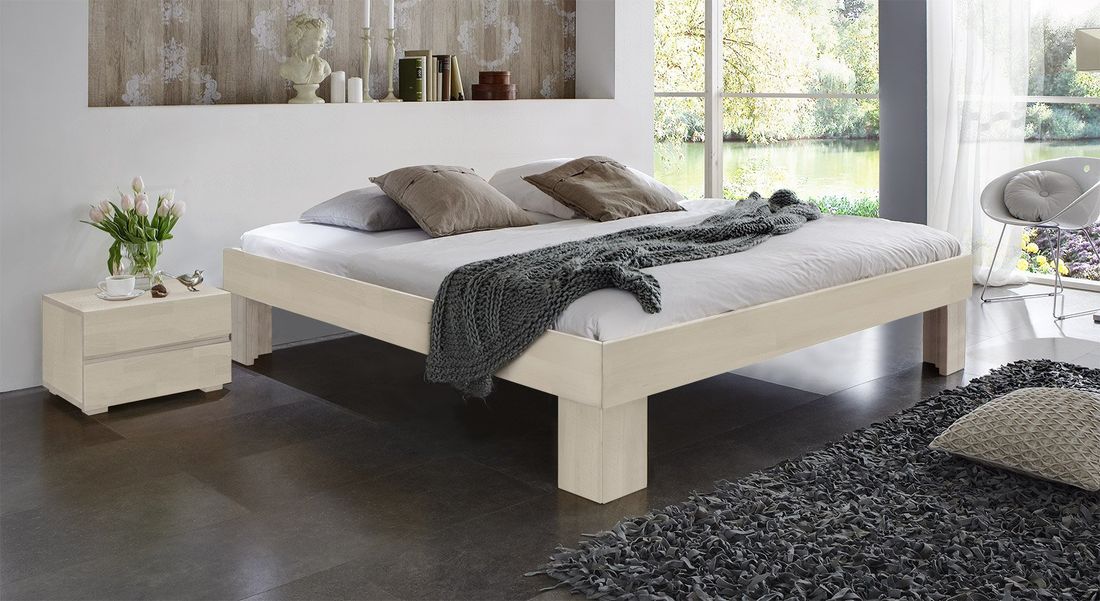 Bett Lucca Komfort Buche Massivholz ohne Kopfteil