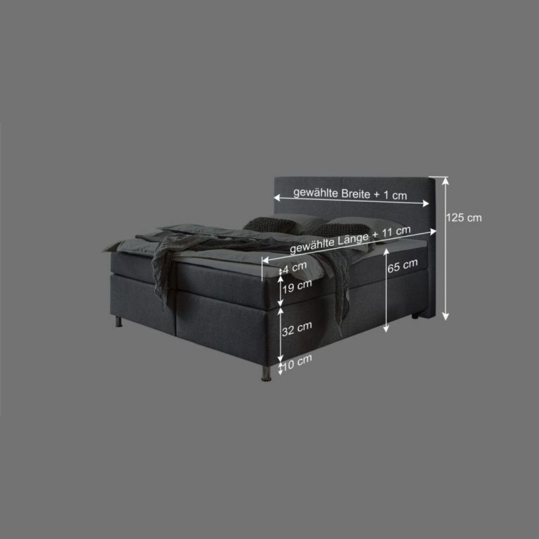 HOMELIV. Boxspringbett Carpo Webstoff