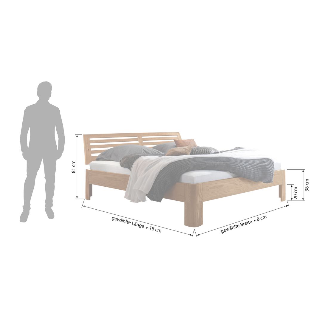 Bett Barcelona Eiche Massivholz