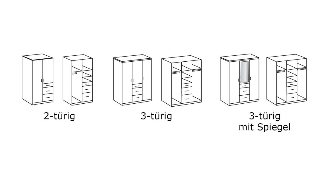 Drehtüren-Kleiderschrank Porvenir mit Schubladen