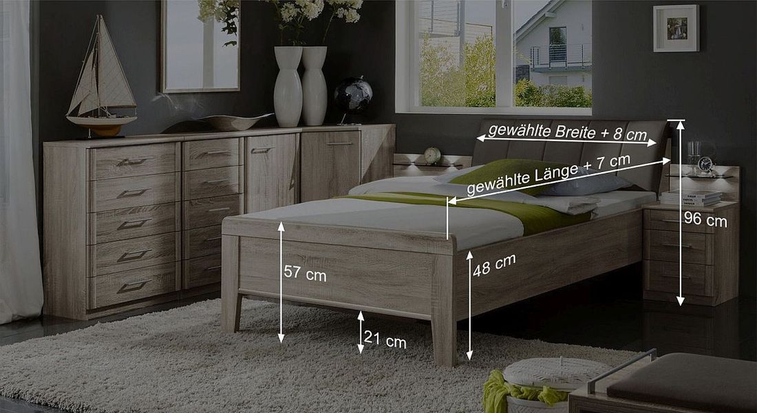 Bett Runcorn Komfort Eiche Dekor