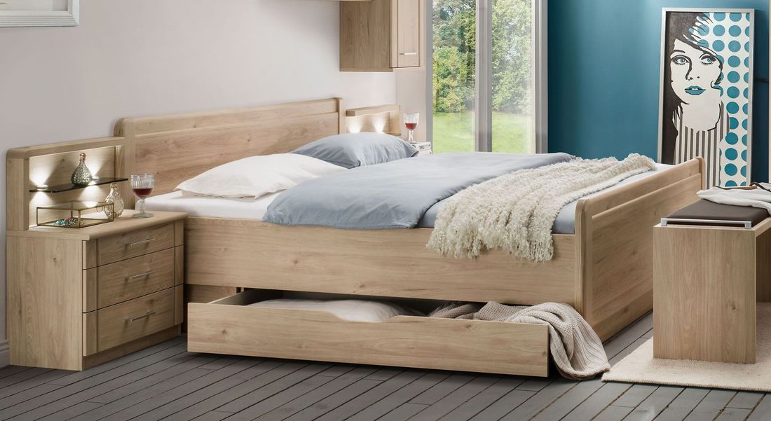 Bett Telford Komfort Eiche Dekor mit Schubkasten