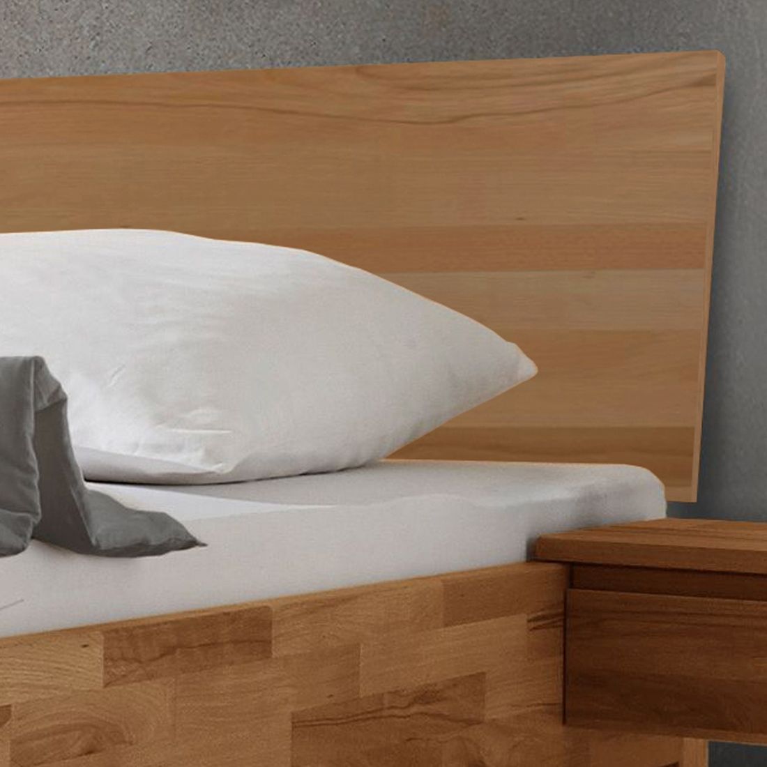 Einzelbett Zarbo Komfort Kernbuche Massivholz mit Schubkasten