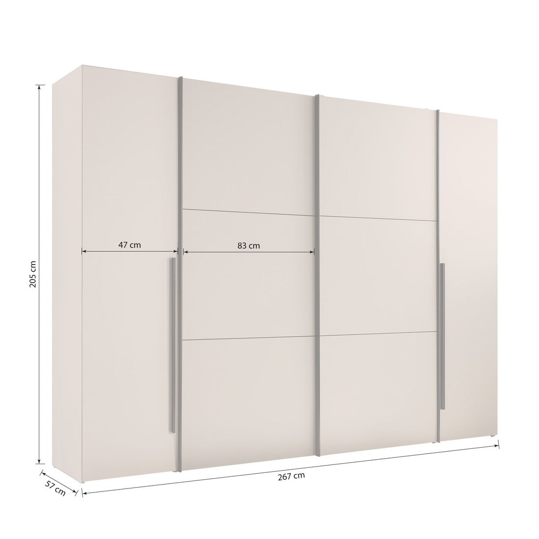 Schwebetüren-Kleiderschrank Amplia 267x205cm mit Innenausstattung