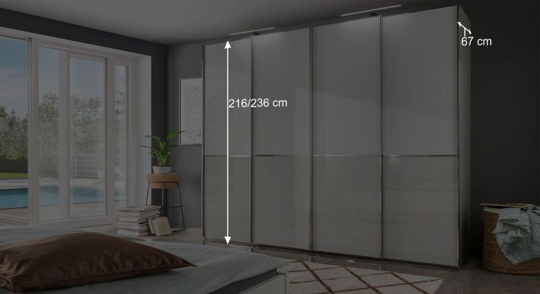 Schwebetüren-Kleiderschrank Shanvalley mit Glasfront