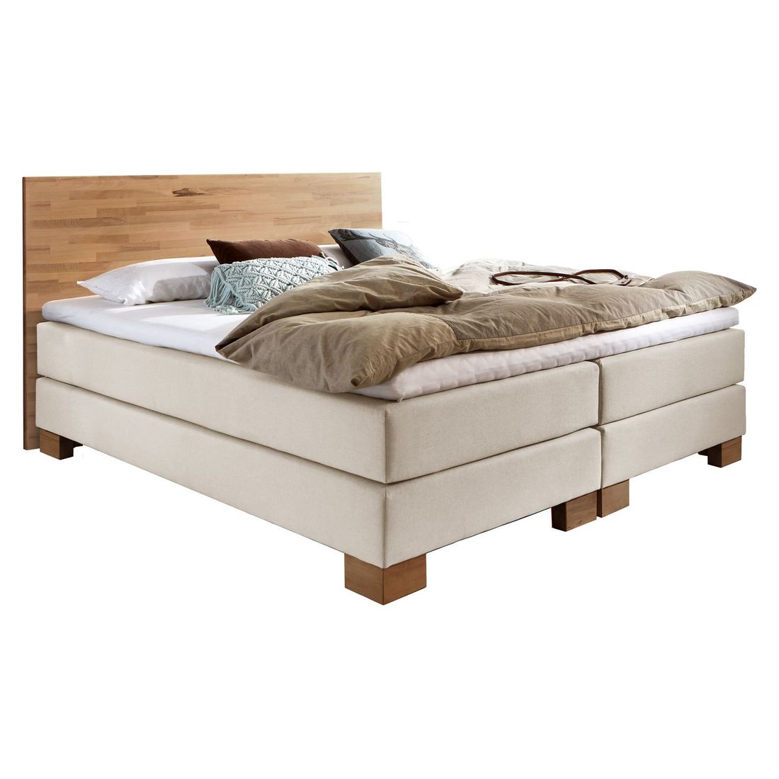 HOMELIV. Boxspringbett Peachland Webstoff