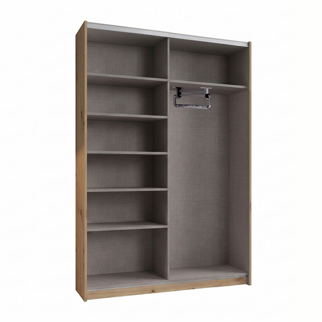 Schwebetüren-Kleiderschrank Nardo Eiche Dekor mit Innenausstattung 125x196cm