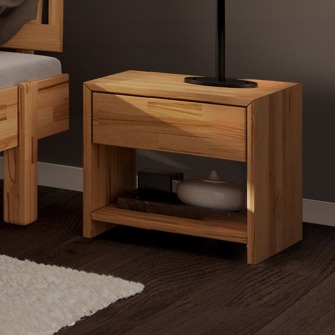 Nachttisch Liora Kernbuche Massivholz H 40cm