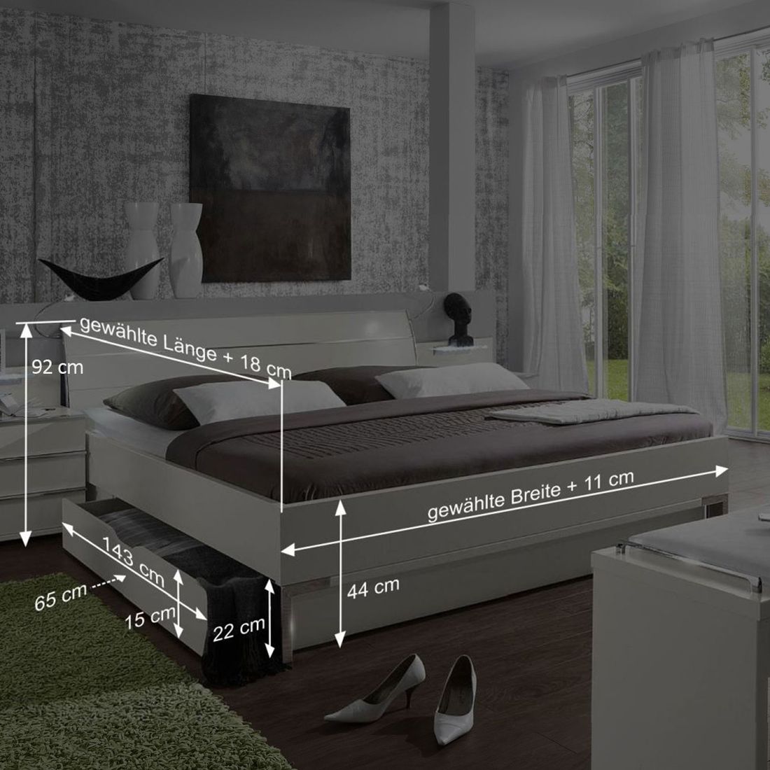 Bett Salford Komfort mit Schubkasten