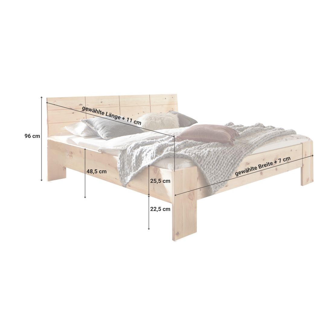 Bett Nudo Komfort Zirbe Massivholz