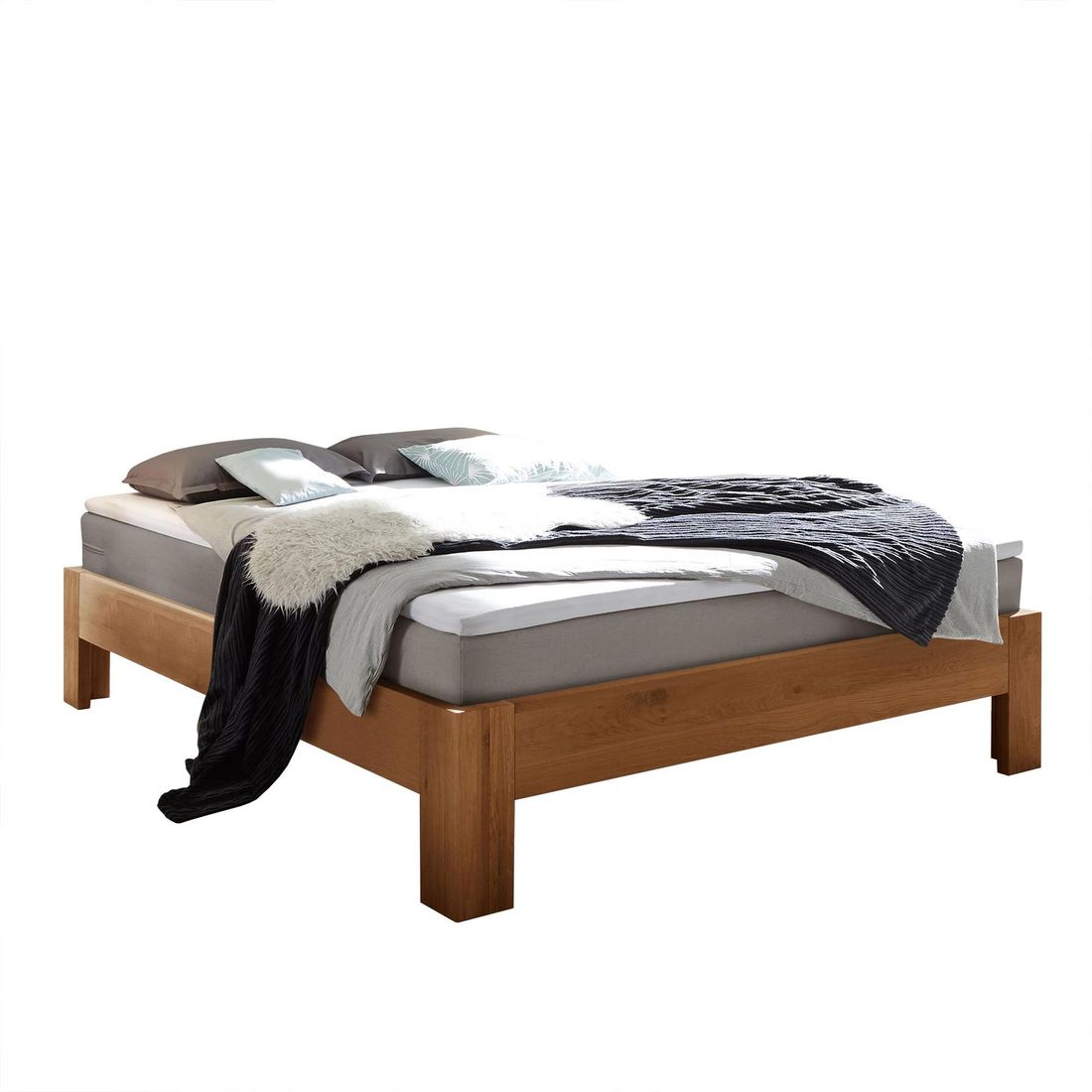 Boxspringbett Kingston Eiche Massivholz ohne Kopfteil