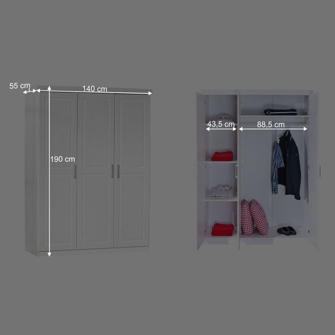 Drehtüren-Kleiderschrank Enns Kiefer Massivholz