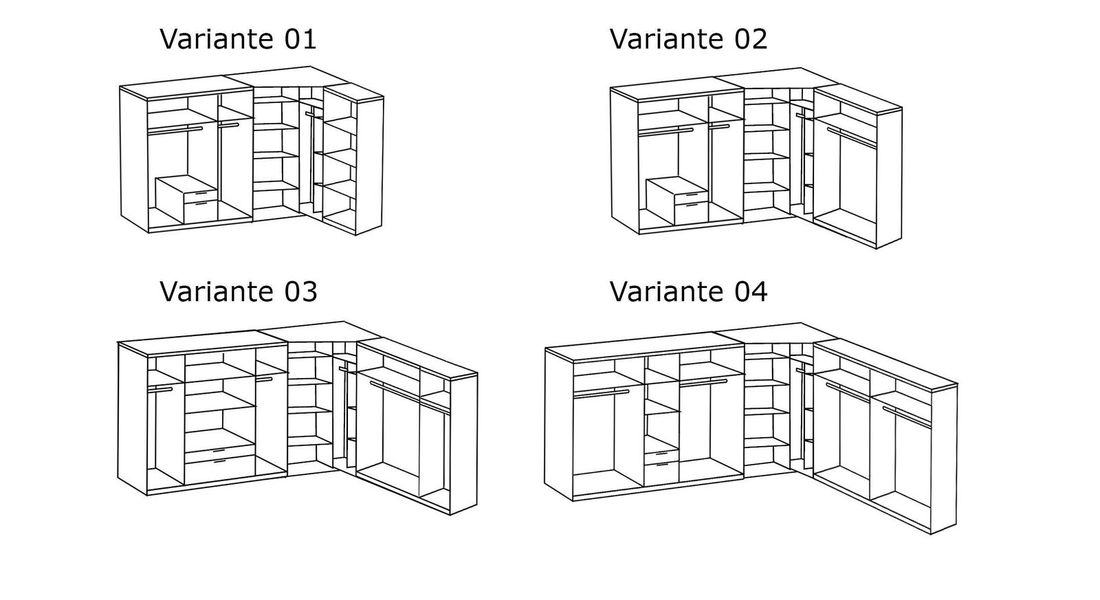 Eck-Kleiderschrank Bassiano