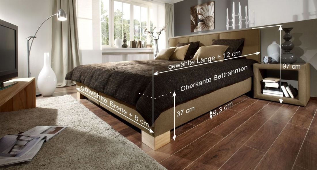 Polsterbett Quintino Webstoff mit Bettkasten