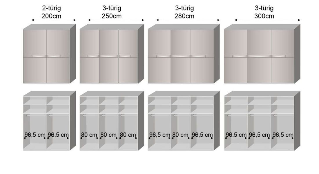 Interliving Schwebetüren-Kleiderschrank 1206 mit Glasfront