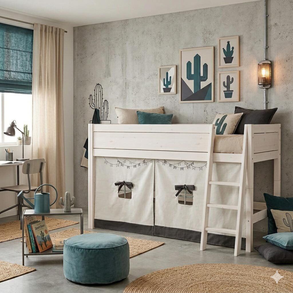 LIFETIME Midi-Hochbett Cactus Kiefer Massivholz mit Lattenrost