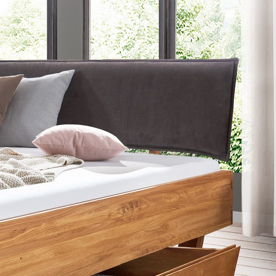 Bett Lobivia Komfort Wildeiche Massivholz mit Schubkasten