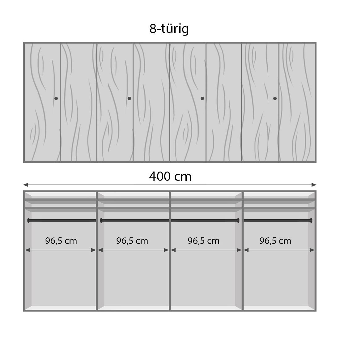 Drehtüren-Kleiderschrank Aliano Erle teilmassiv H 216cm