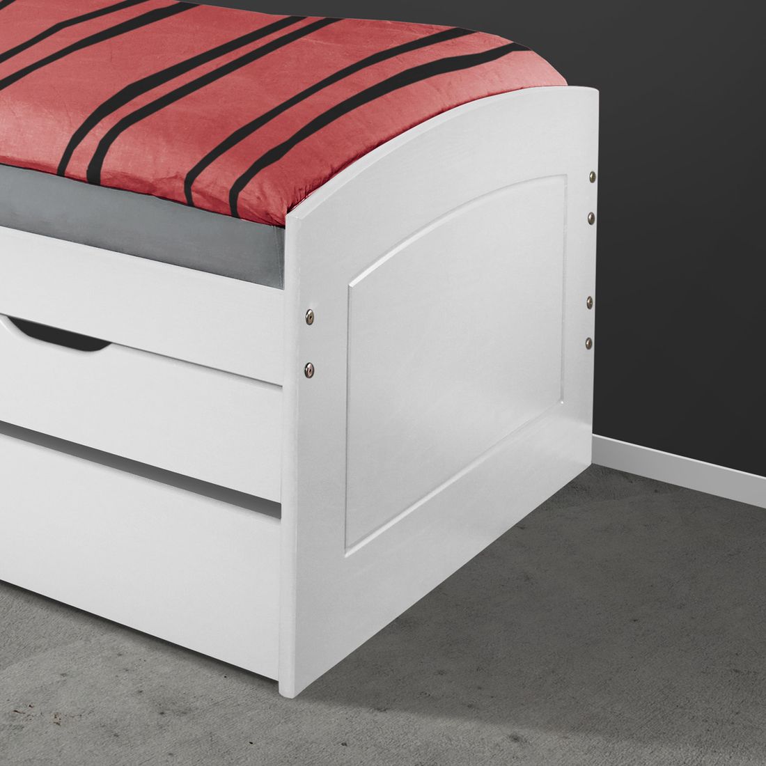 Ausziehbett Nouna Kiefer Massivholz mit Lattenrost und Bettschublade