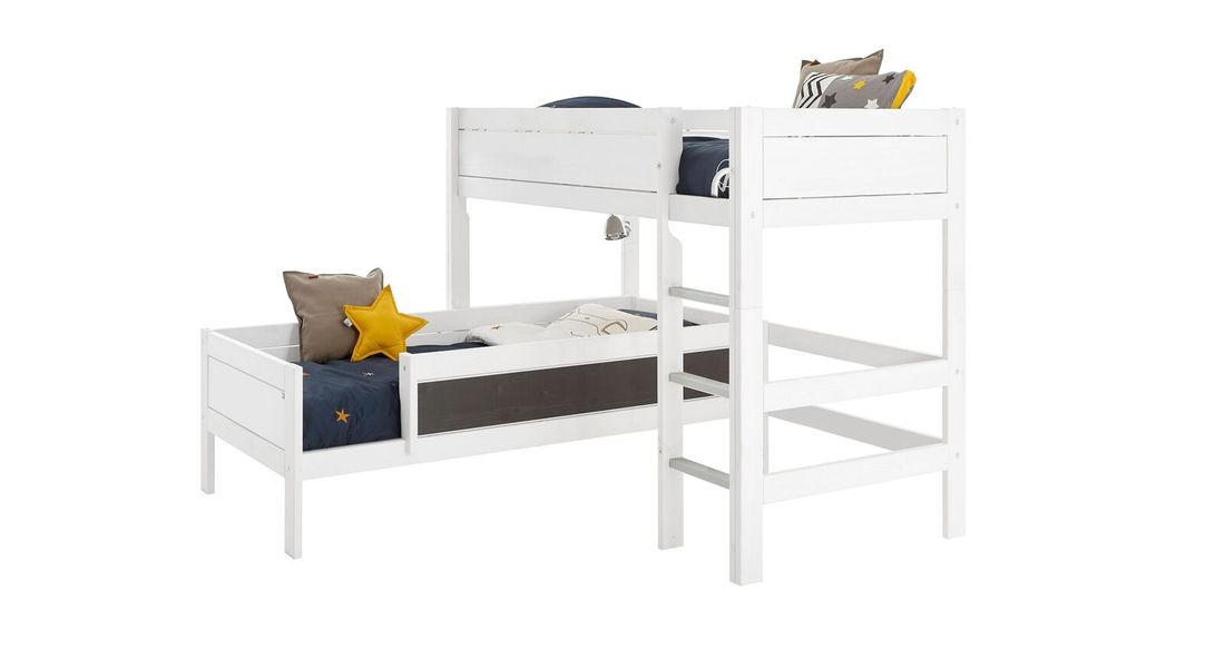 LIFETIME Eck-Etagenbett Original Kiefer Massivholz mit Lattenrost