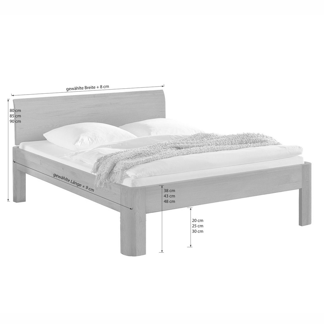 Bett Santa Clara Eiche Massivholz