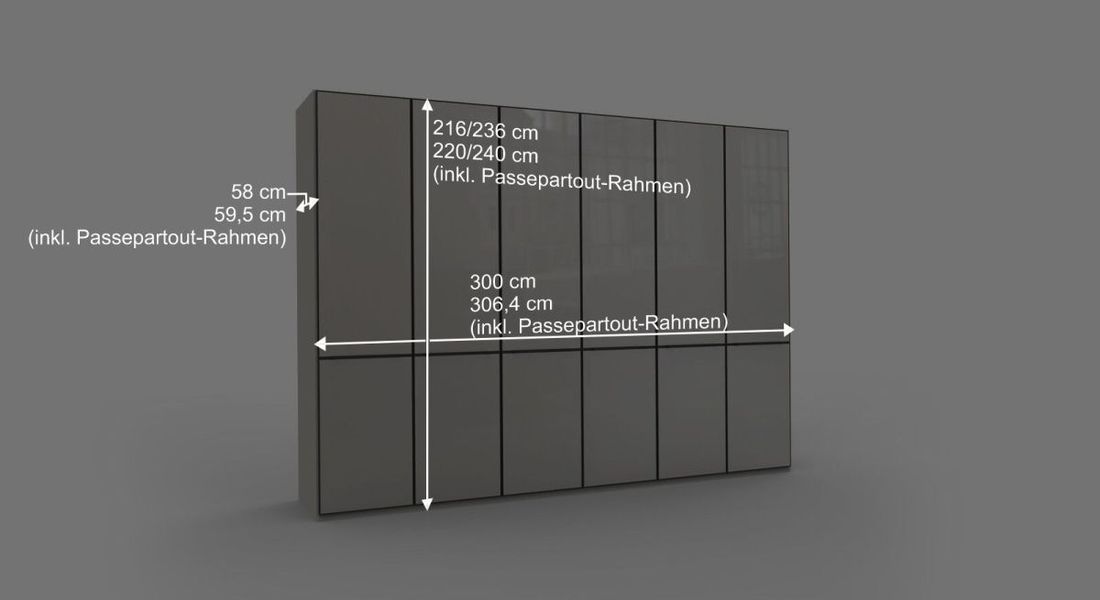 Drehtüren-Kleiderschrank Loyd mit Glasfront