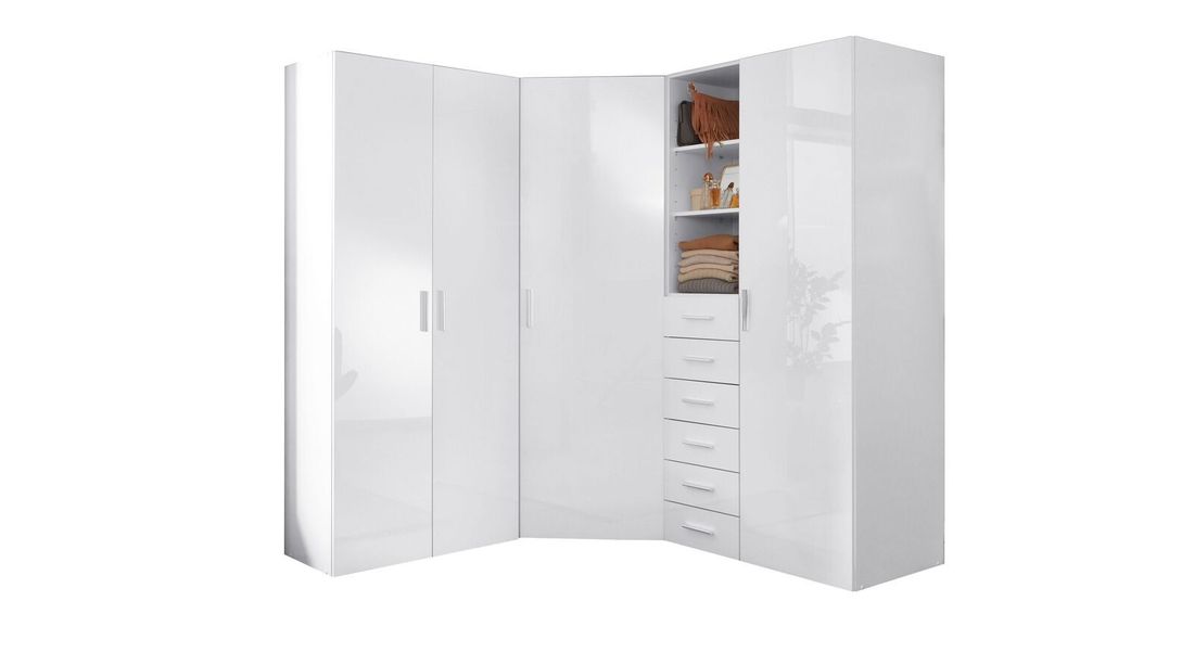 Eck-Kleiderschrank Divisa mit Innenausstattung