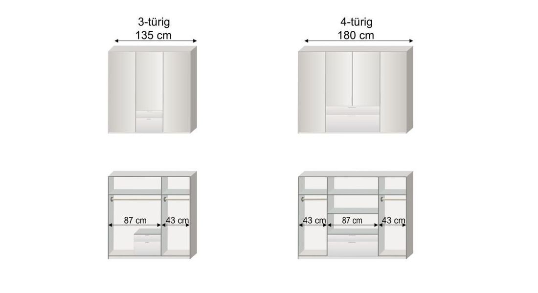 Drehtüren-Kleiderschrank Ceprano mit Schubladen