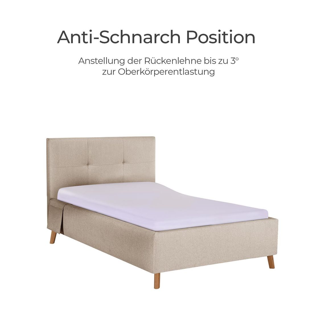 Einzelbett Henriette Komfort Webstoff mit Pflegebett-Funktion und Lattenrost