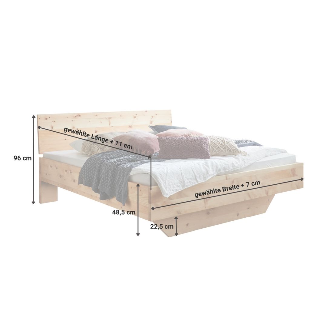 Bett Marmolata Komfort Zirbe Massivholz