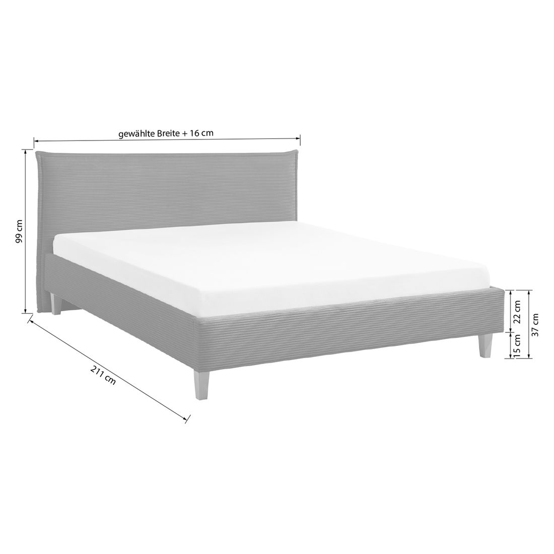 HOMELIV. Polsterbett Zibo Cord