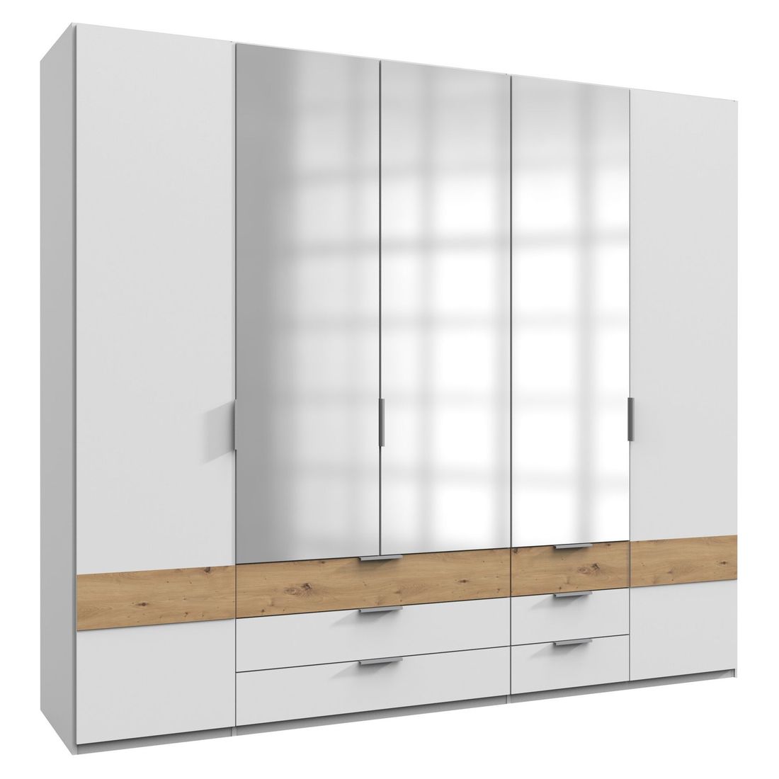 Drehtürenschrank Eluan mit Spiegel und Schubladen