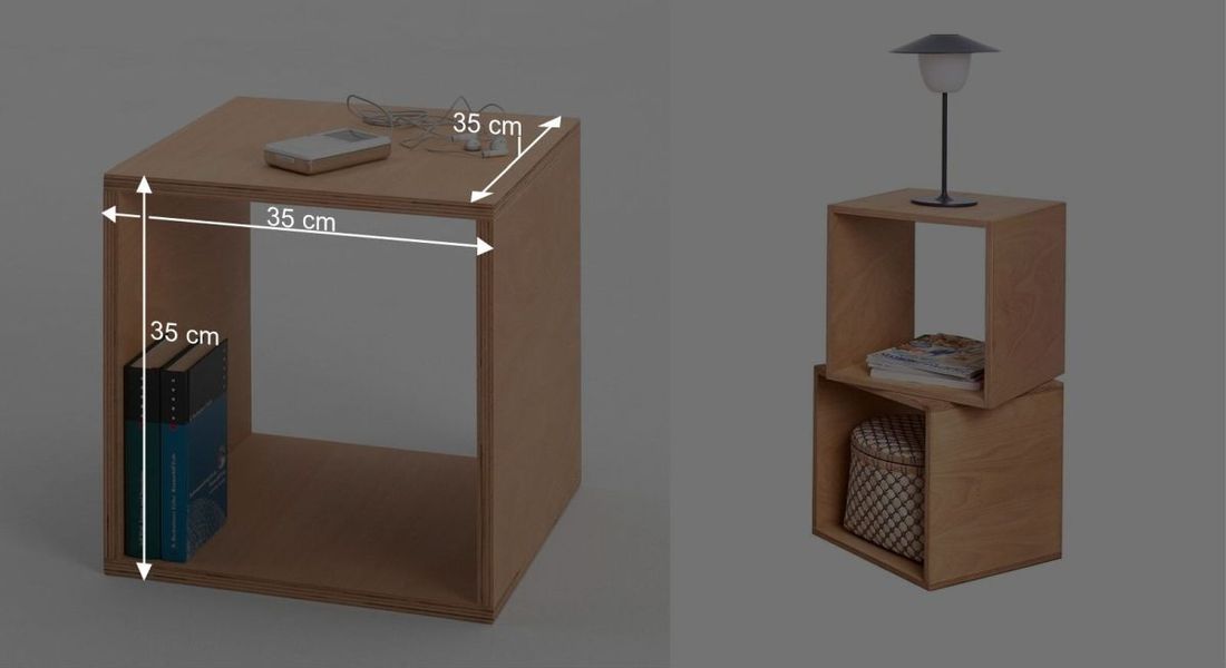 Tojo Nachttisch Cube Buche Massivholz H 35cm